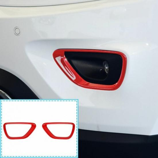 2PCS Fog Light Cover Fog Lamp Frame Trim For Jeep Grand Cherokee 2014-2016 Red