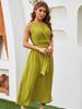 Women's Sleeveless Waist-Hugging Long Dress - Summer/Autumn, Elegant European & American Style, Slimming Fit