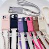 Wallet Crossbody Phone Case for IPhone 17 Air 16 15 14 13 12 11 Pro Max X XS XR Strap Necklace Card Holder Soft Silicone Cover