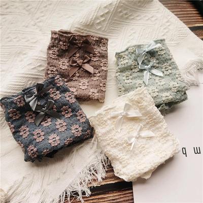 Vintage Cute Flowers Low Waist Bow Panties for Women