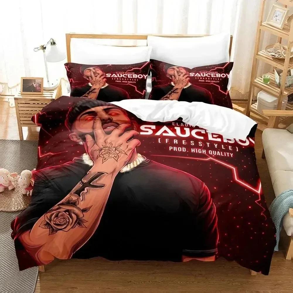

Luxury New 3D Print Eladio Carrion Rapper Bedding Set Duvet Cover Bed Set Quilt Cover Pillowcase King Queen Size Boys Adult 70x133cm