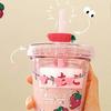 11.2oz Cute Water Bottle With Straw, Glitter Double Wall Water Bottle With Straw Kawaii Cup Strawberry Water Bottle Kawaii Cups