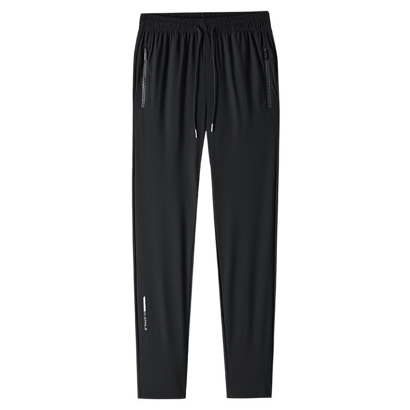 Men's Ultra-thin Ice Silk Sports Trousers - High Elasticity, Quick-Drying, Silky Straight-Leg, Casual Plus Size Pants for Summer