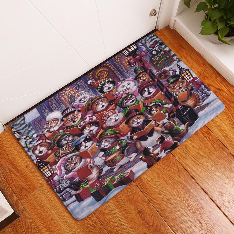 Retro Cartoon Cat Pattern Entrance Doormat Cute Cats Non Slip Bathroom Carpet Home Decor Kitchen Floor Mat Rugs for Bedroom