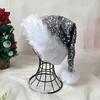 Christmas Decoration for Holiday Events Sparkly Santa Hat Women Men, Glitter Sequin with White Fluffy Trim Gift Friends Family And Pom Pom,