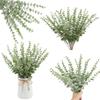 10Pcs/set Plastic Artificial Eucalyptus Leaf Simulation Fake Eucalyptus Plants   Wedding Decor