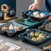 Japanese Ceramic Dumpling Plate with Vinegar  Tableware, Simple and Creative Household Division Sushi, Shrimp  Fries