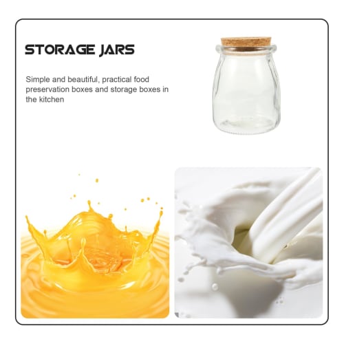FOMIYES Mini Yogurt Jars, Glass Jars with Cork Lids, 6 Pieces, 200ml Empty Pudding Bottles, Honey Pot, Wedding Mason Jars