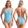 Women Stretchy Bodysuit High Cut Leotard Nightwear Backless Bodysuit Spaghetti Straps High Cut Leotard Monokini Swimwear