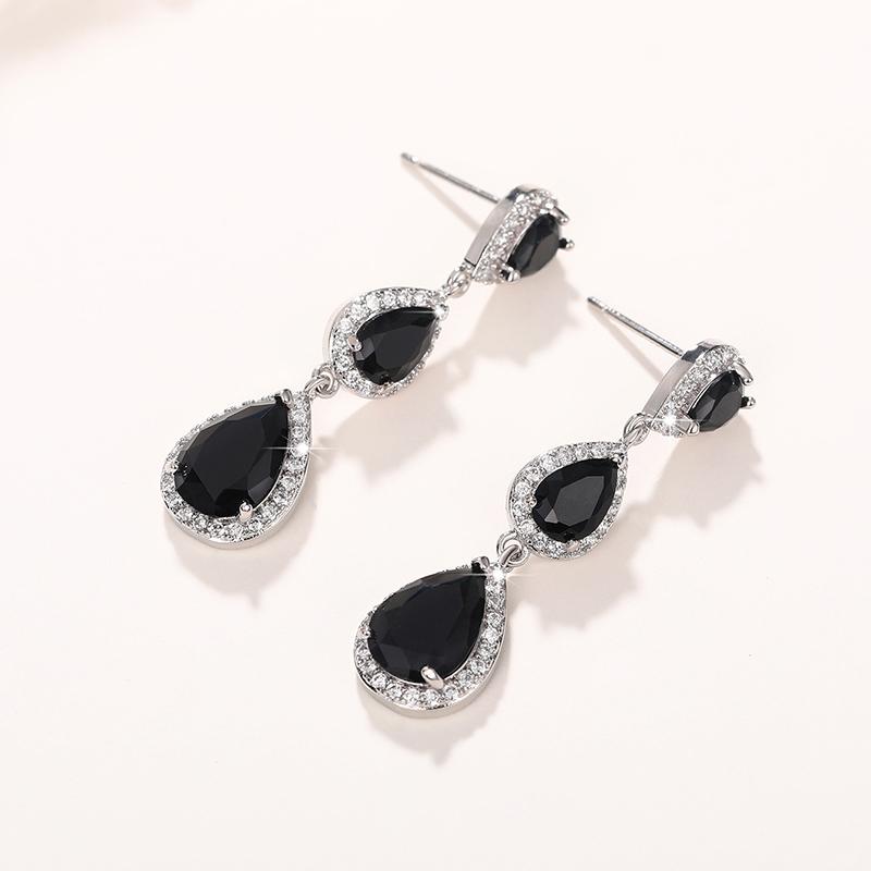 Huitan Trendy Geometric Shaped Dangle Earrings for Women Temperament Lady's Ear Piercing Accessories Wedding Party Hot Zircon