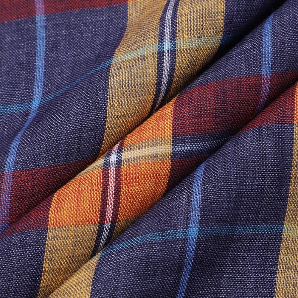 Renoma Linen Check Short Sleeve Classic Shirt [rousg1230 Ye]