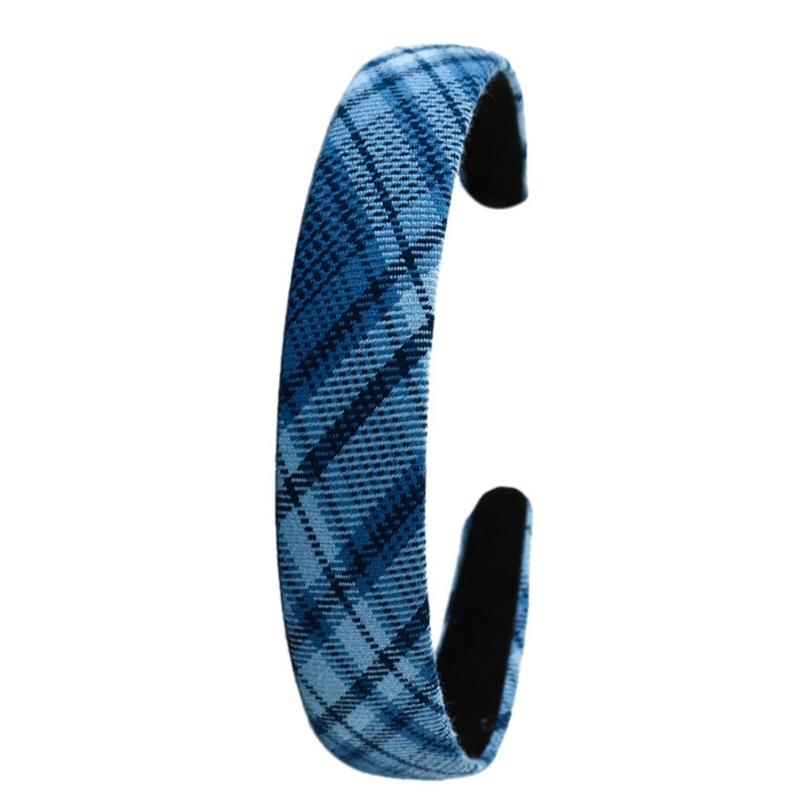 Checkered Wide Hairband Adjustable Hair Styling Accessory For Women Girl Comfortable Daily Use All Matching Headpiece