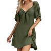 Women Dresses Spring Summer Deep V Neck Elegant Bow Tie Dress