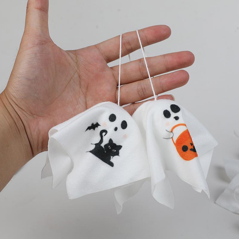 8Pcs Halloween Hanging Ghost Puppet Kids Gifts Cute Polyester Ghost Ornament for Halloween Party Home Indoor Outdoor Decoration