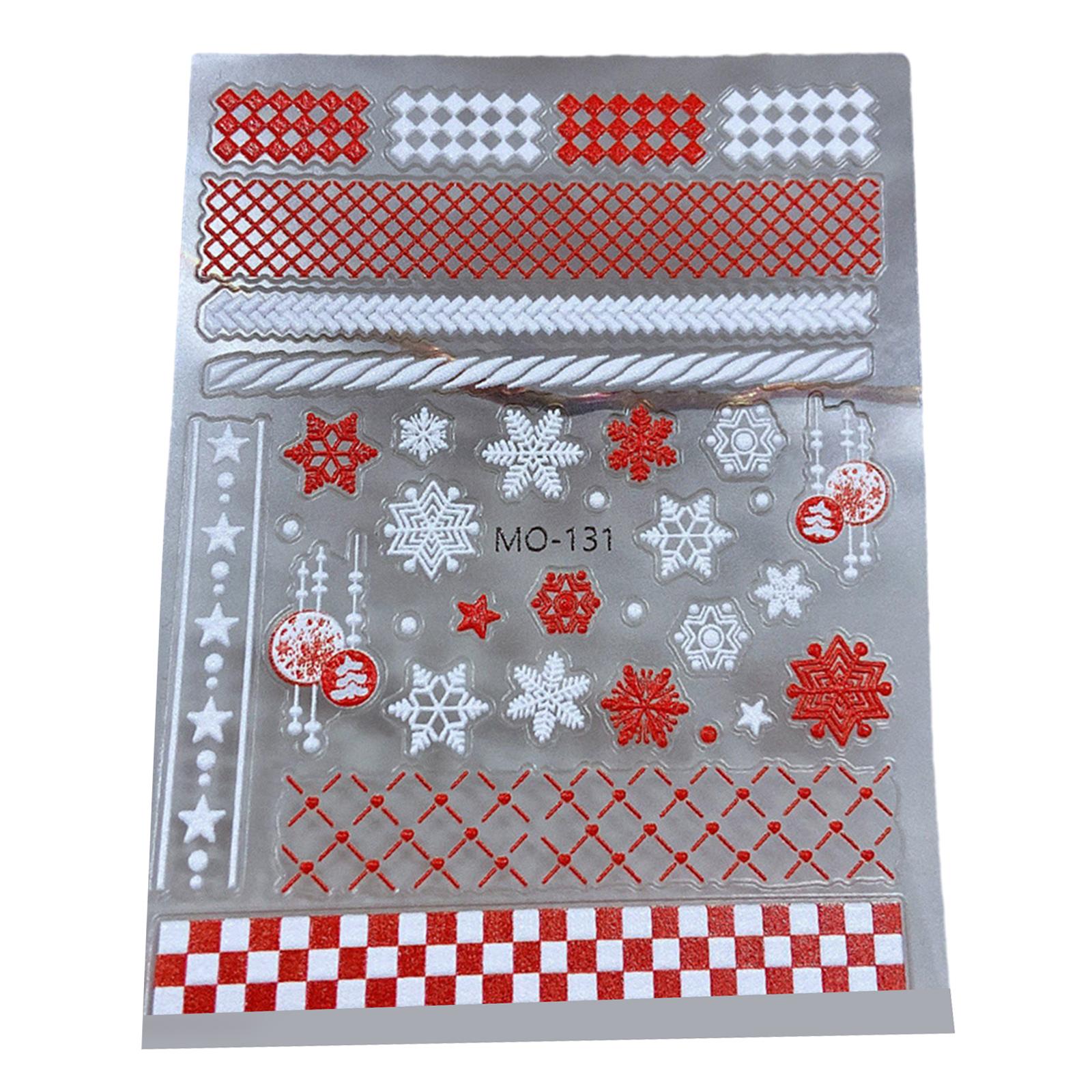 

5D рельефные рождественские наклейки для ногтей 3D самоклеящиеся белые снежинки для ногтей Рождественская елка зимний дизайн ногтей E