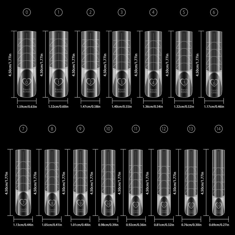 120 Pcs/Box Space French Dual Forms 15 Sizes Clear Zone Molds For Builder Gel Extension Professional Salon Home Manicure Diy