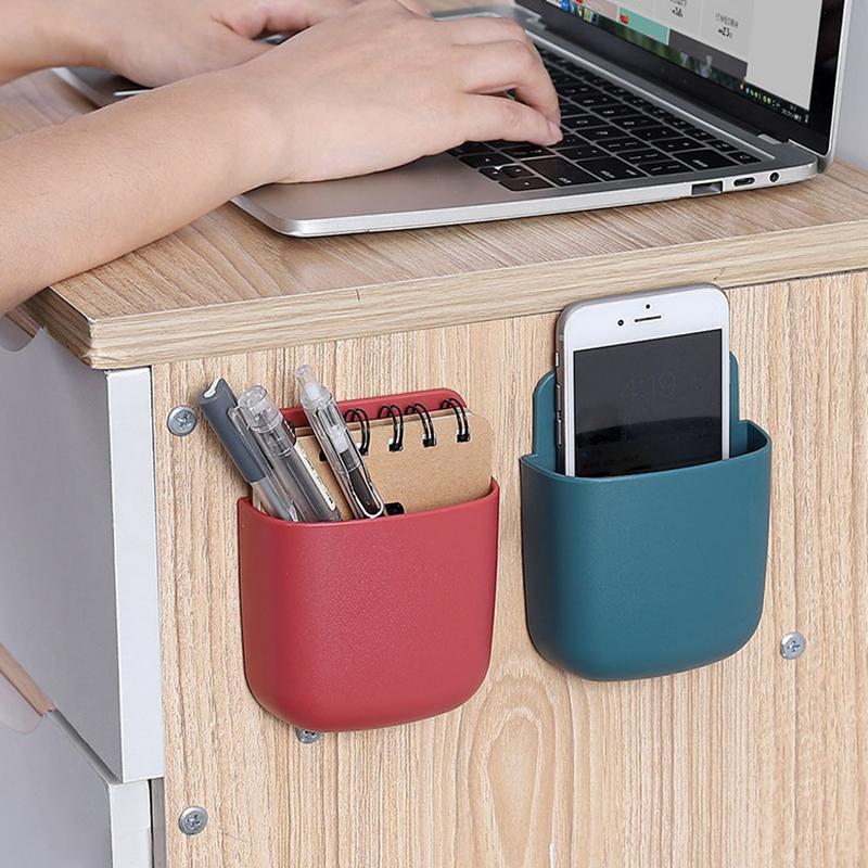 Multifunctional Wall Mounted Storage Box Mobile Phone Plug Holder Stand Rack Remote Control Storage Organizer Case