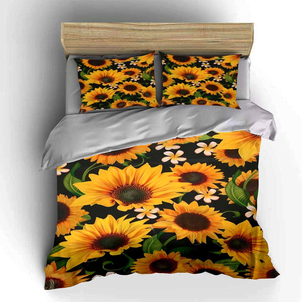 Sunflowers and white daisies. Bedding sets Duvet cover sets Duvet covers Pillowcases(1*Duvet Cover 2*Pillowcases without duvet insert)