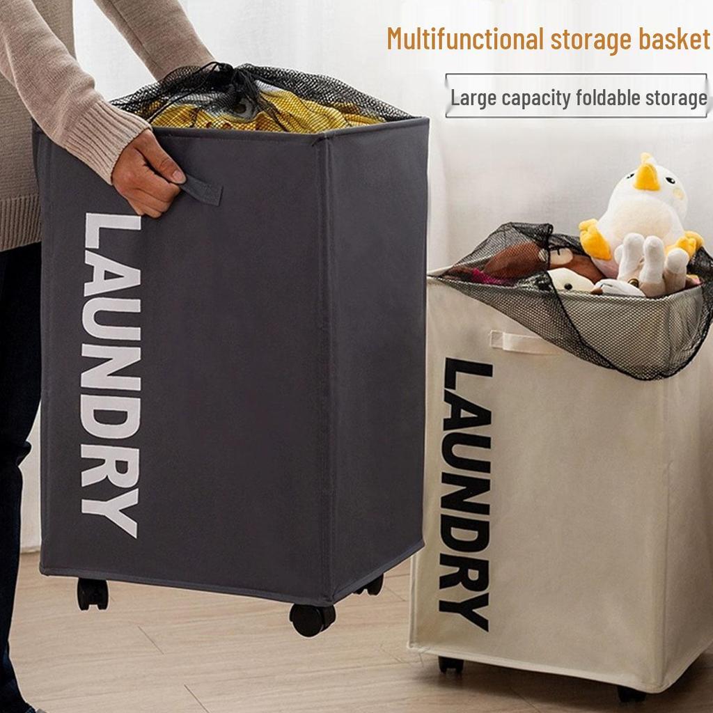 Wheeled Oxford Cloth Laundry & Storage Basket for Clothes and Yoga Mats