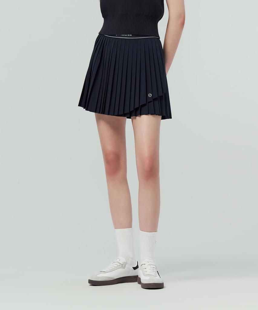 SERGIO TACCHINI W Flying Asymmetrical Pleated Skirt (Navy)