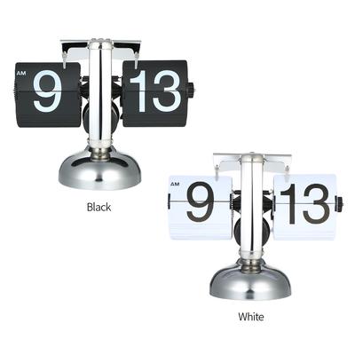 Small Scale Table Clock Retro Flip Over Clock Stainless Steel Flip Internal Gear Operated Quartz