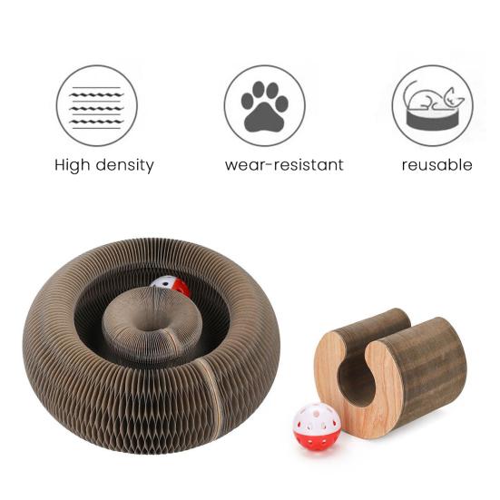 Organ Cat Scratching Board Toy with Bell Interactive Foldable Corrugated Paper Scratch Board Mental Physical Exercise Toy Pet Supplies