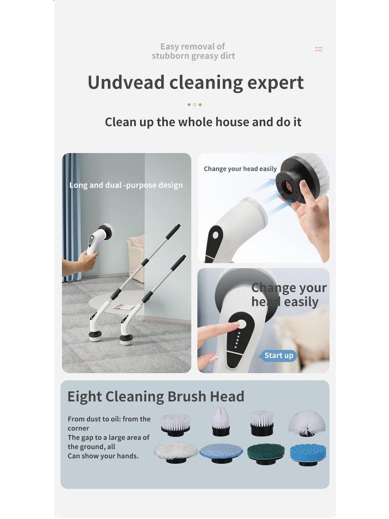 Dual-Use Electric Cleaning Brush for Kitchen & Bathroom