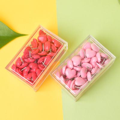 Diy Red Heart Thumbtack Color I-Shaped Nails 50 Boxed Tacks