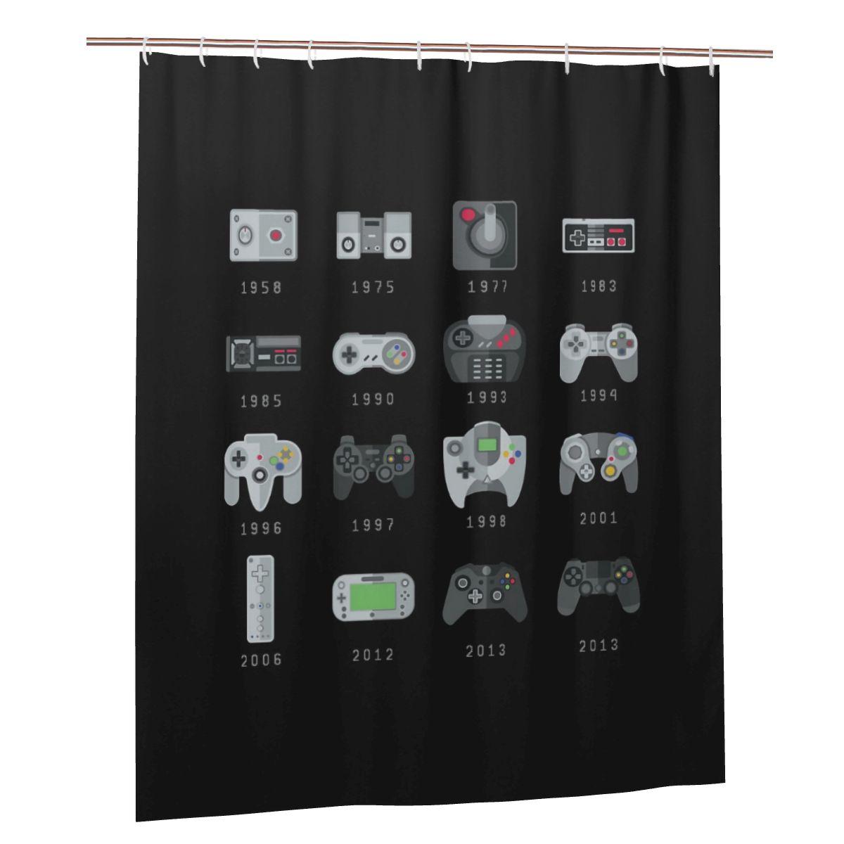 

Geek Gaming Controllers Shower Curtain Bathroom Polyester Waterproof Bath Curtains With Hooks W60H190(CM)-1 Pcs