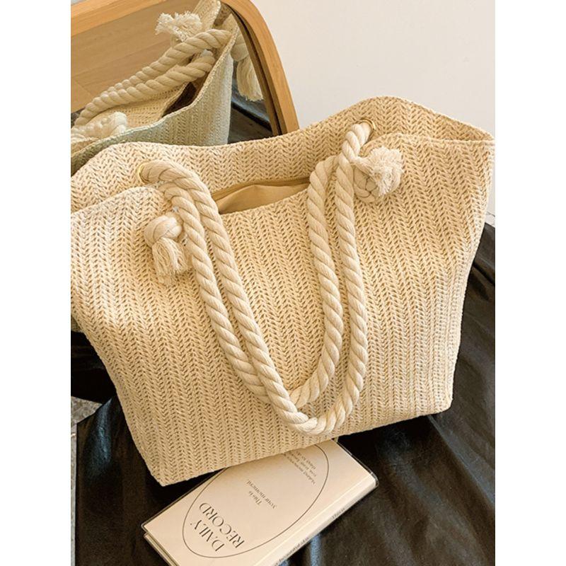 Summer Straw Woven Bag Women's 2025 New Arrival Large Capacity Woven Shoulder Bag Advanced Texture Niche Style Commuter Tote