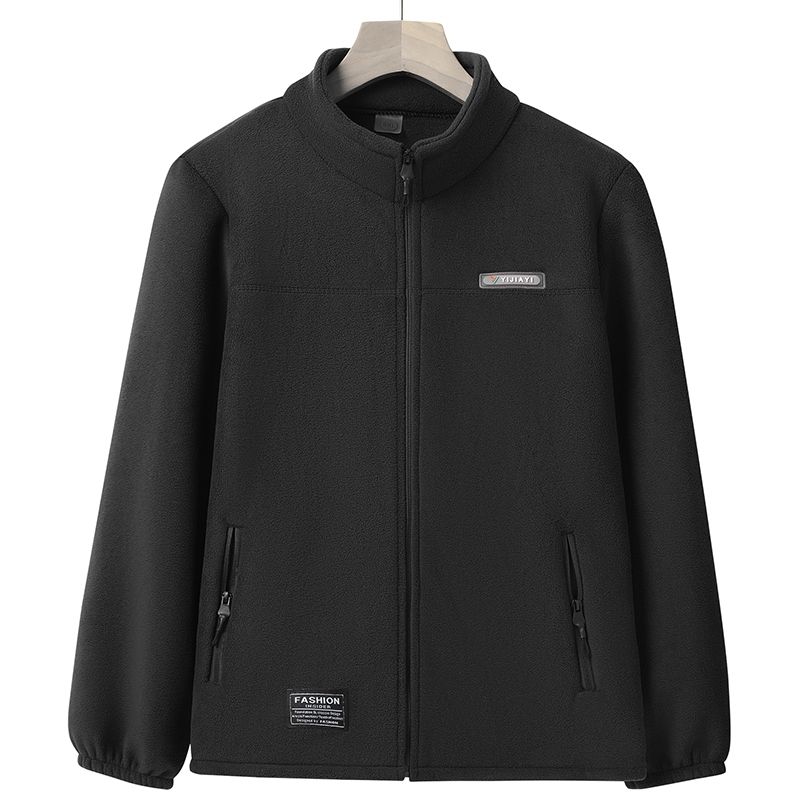 Плюс-размер осень-зима Женское однотонное пальто из бархата и утолщенной теплой молнии Модная свободная повседневная флисовая спортивная куртка XL чёрный