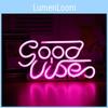 Good Neon Vibes Sign Led Word Usb Light Acrylic Lamp Bedroom Bar Decor Party
