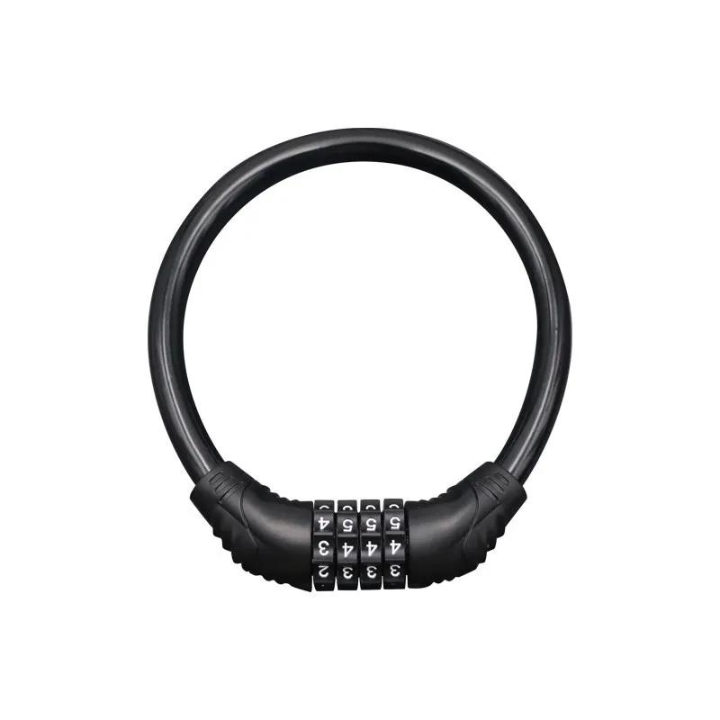 

4-цифровой кодовый замок для мотоциклетного троса, противоугонный, из легированной стали, для шоссейного велосипеда MTB, кодовый замок с паролем, защитный навесной замок чёрный