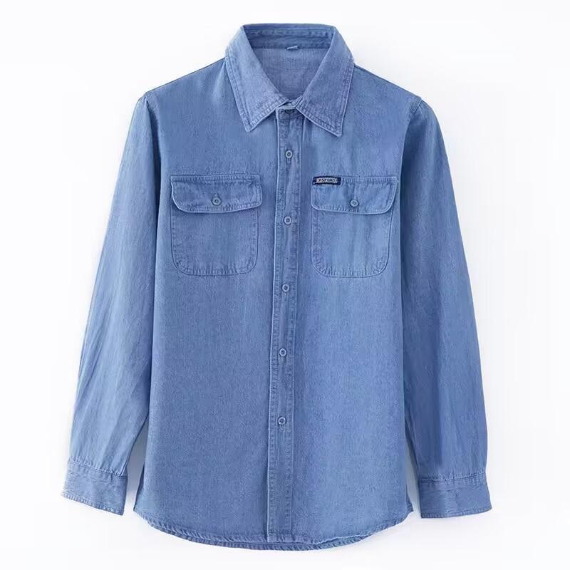 Men's Denim Shirt Spring, Summer and Autumn Long-sleeved Cotton Sunscreen Overalls Loose and Enlarged Size Autumn Clothes