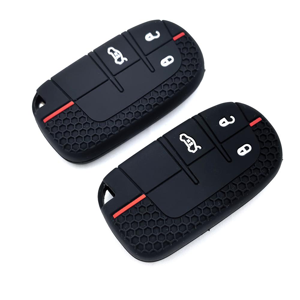 For Jeep Renegade Commander Cherokee Grand Dodge Jcuv Fiat 500X Remote New Silicone Key Cover Cap Dodge Challenger Car Key Case