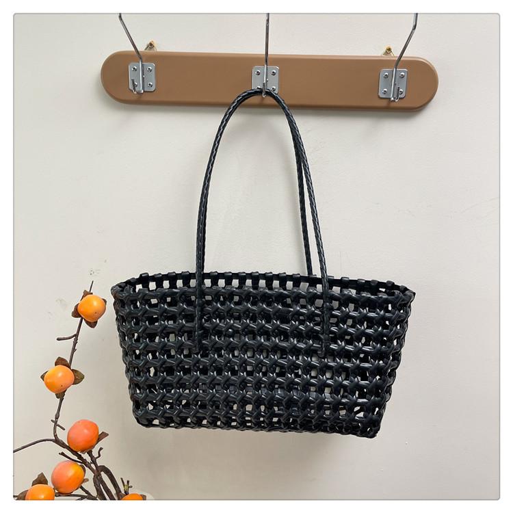 Stylish and simple handbag summer new woven striped hollow bag storage basket pastoral vegetable basket shoulder bag