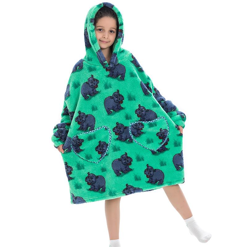 Oversize Giyilebilir Battaniye Kapüşonlu Sweatshirt Flanel Sherpa Polar Sıcak Yumuşak Kışlık Kapüşonlu Sweatshirt Çocuklar Yetişkinler İçin Sarılma