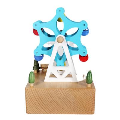 M-Modern-Wooden Colorful Wooden Wheel Music Box - A Personalized Gift For Your Daughter, Granddaughter - Perfect For Birthdays D