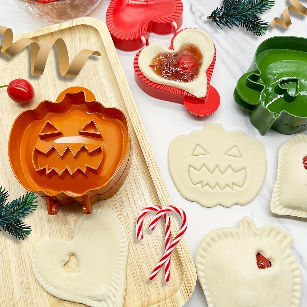 Christmas 6Pcs Mini Pie Molds, Hand Pie Molds, Cute Baking Supplies, Festive Pie Press & Pastry Molds for Holiday Parties & Baking (6)