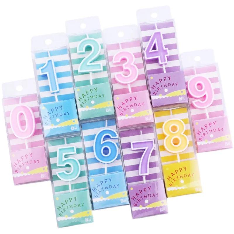 Candy Colored Happy Birthday Digital Candle Children's Party Creative Cartoon Jelly Colored Valentine's Day Activity Candle