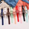 Spring/Summer Women's Square Silicone Watch - Fashionable Student Style with Diamond Accents
