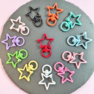 Colorful Zinc Alloy Star Keychain with Candy Color Spring Buckle Pendant - DIY Jewelry Accessory