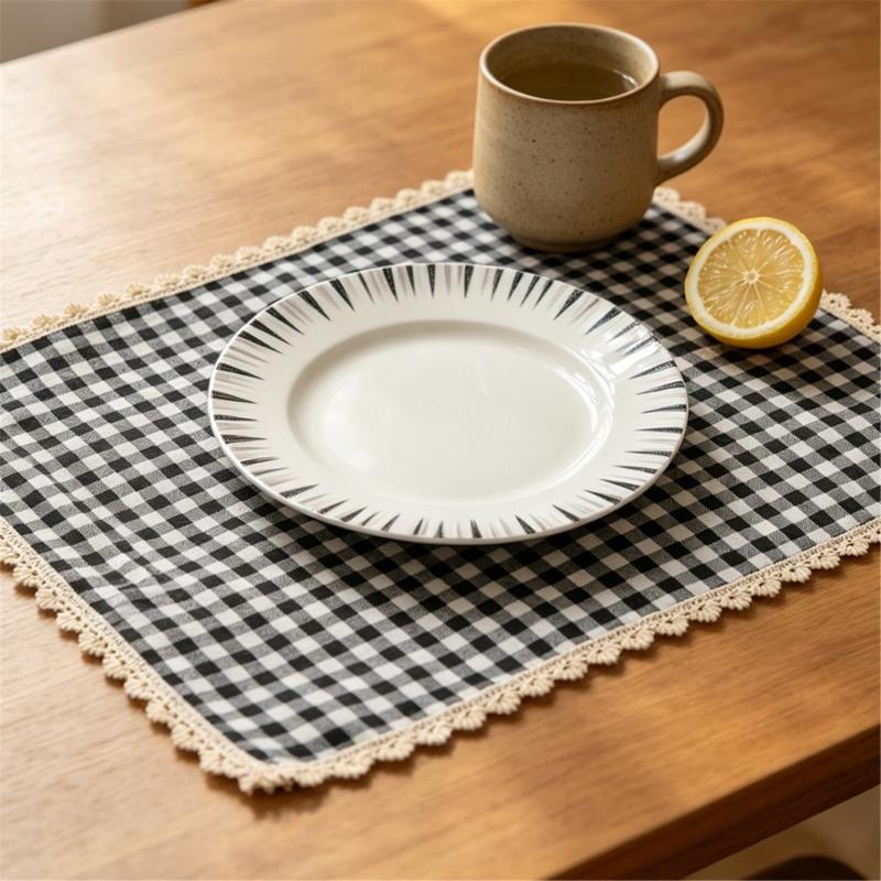 Tovaglietta Rettangolare da Pranzo, Tovaglietta da Tavola in Tessuto a Quadretti 30 X 40 Cm per Posizionamento Individuale dei Posti per i Pasti