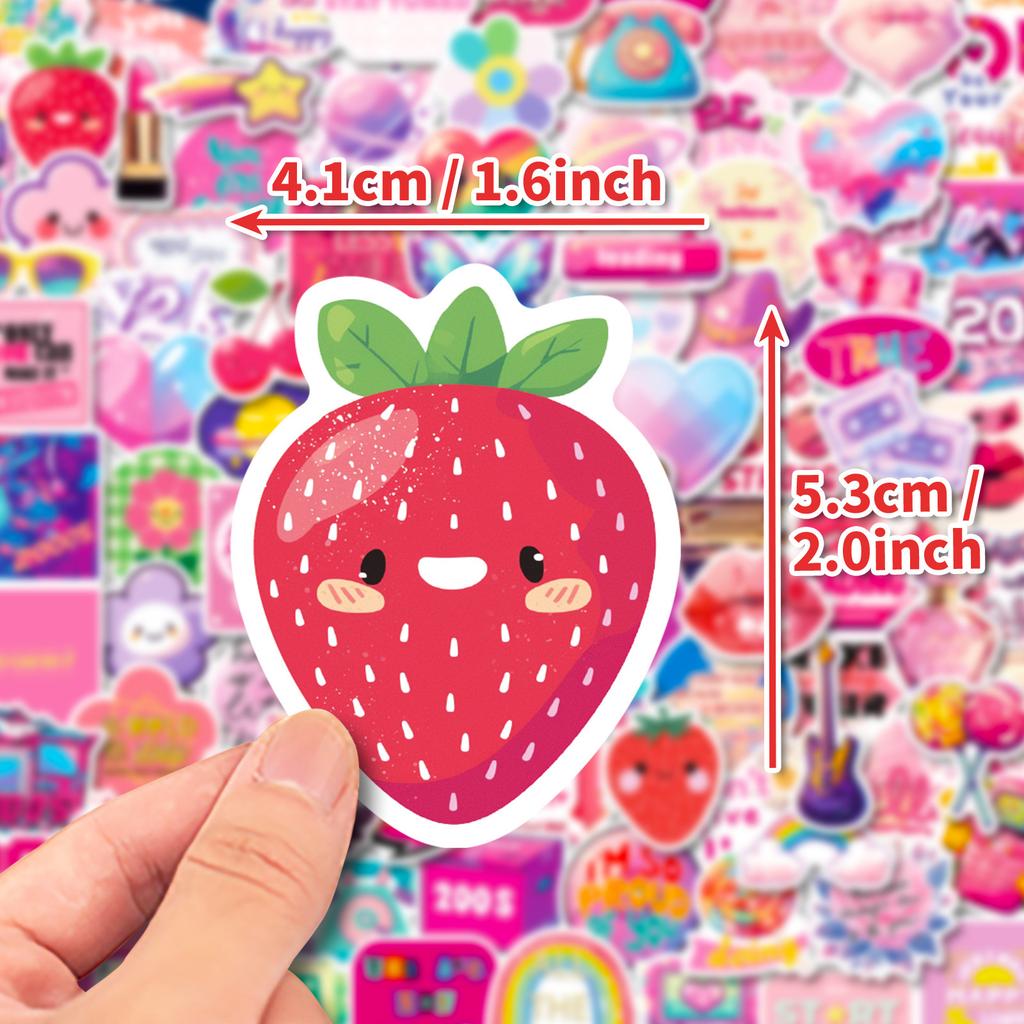 100 Pink Items Y2K Millennial Style Cute Sticker Strawberry Game Console Decoration Diy Handbook Graffiti
