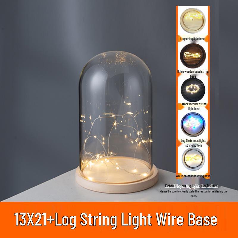 LED Sea Urchin Night Light with Preserved Flower in Glass Cover