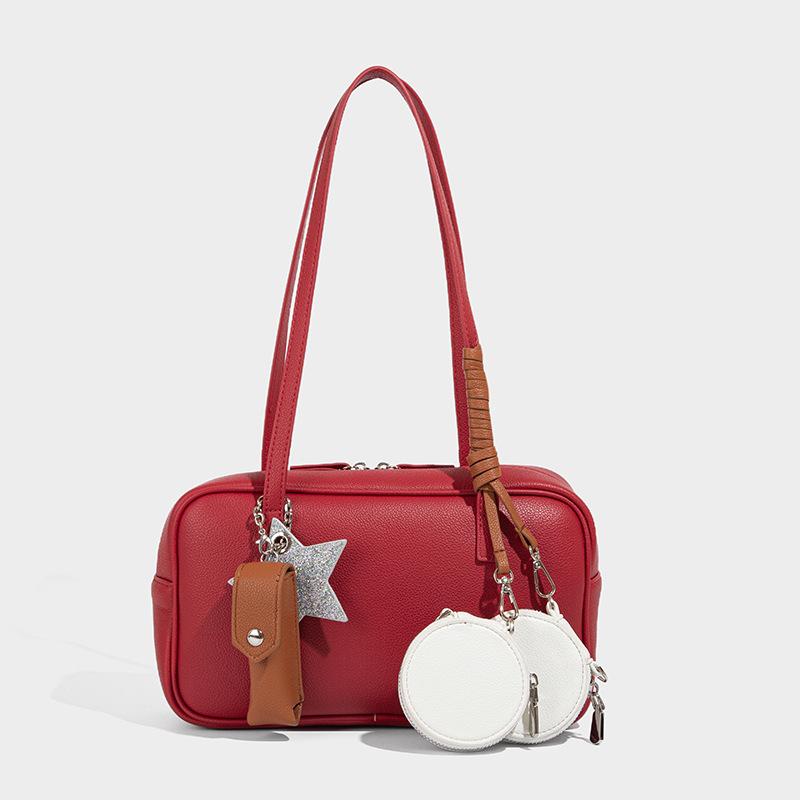 2025 New Women's Bag High-End Niche Boston Bag Simple Versatile Underarm Bowling Bag