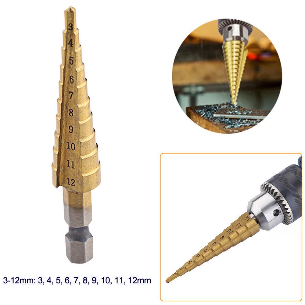 Power Tool Step Drill Bit 312mm HSS for Wood Metal Plastic Brass Drilling with Multi Step Smooth Design and Heat Treatment