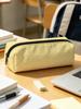 Polka Dot Pencil Case Set Large Capacity Canvas Zipper Pen Pouch for Students School Office Travel Makeup Storage