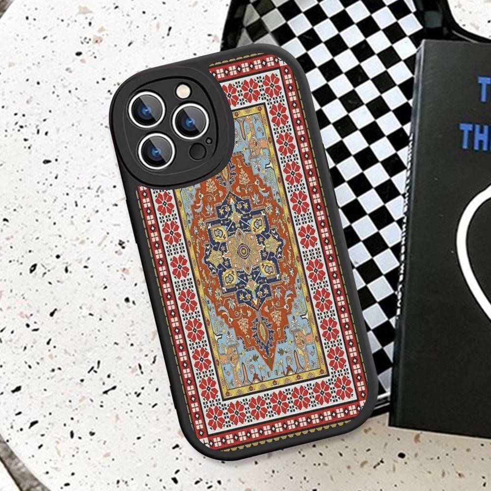 Persian Carpet Floral Pattern Phone Case Hard Leather For IPhone 16 15 14 13 12 Mini 11 14 Pro Max Xs X Xr 7 8 Plus Fundas