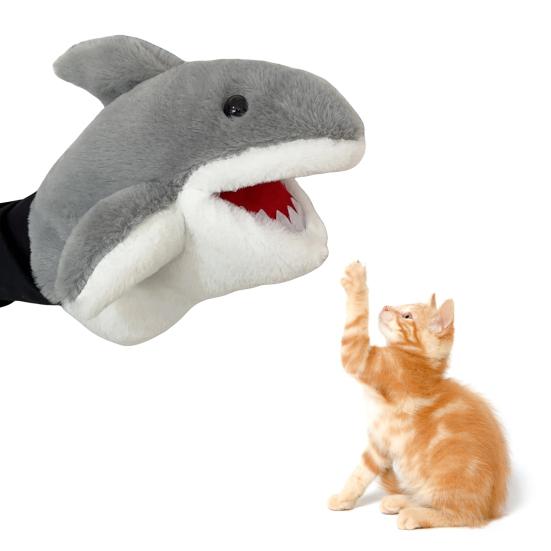 11" Hai Handpuppe Stofftier Ozeantiere Handpuppe mit beweglichem Maul Weiches Plüsch Hai Spielzeug für Kinder Rollenspiel Lehre Geschenk